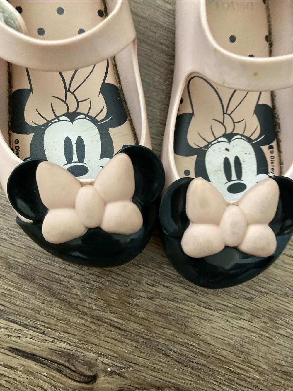 Mini Melissa Minnie Mouse Pink Mary Jane Shoes with Black Bow Accent Sz 10